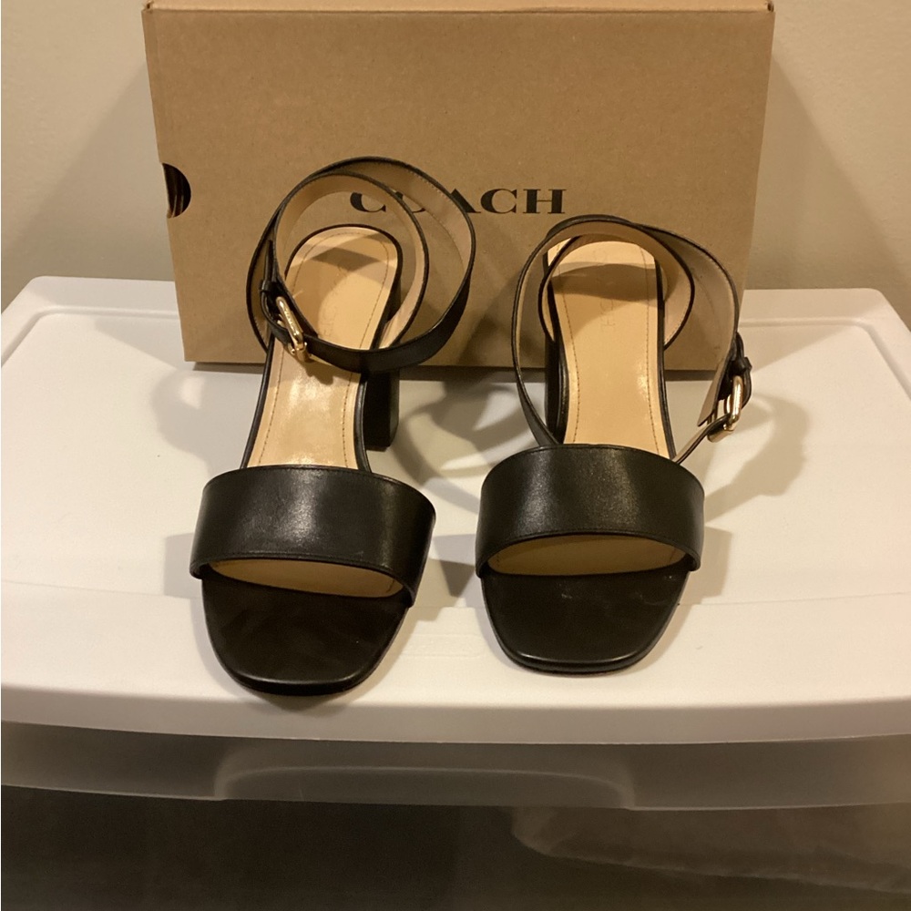 Coach Elegant Black Leather Sandals